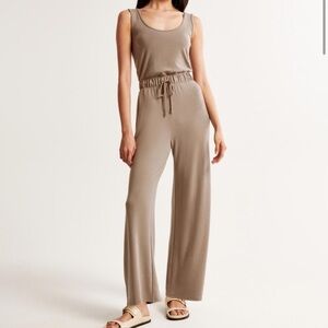 Brown Jumpsuit Abercrombie & Fitch Lounge Wear Scoop Neck Jumpsuit Romper